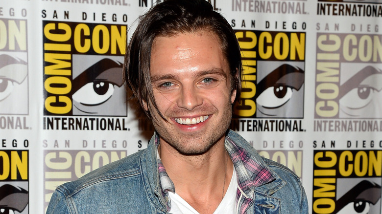 Sebastian Stan poses for photos at San Diego Comic-Con