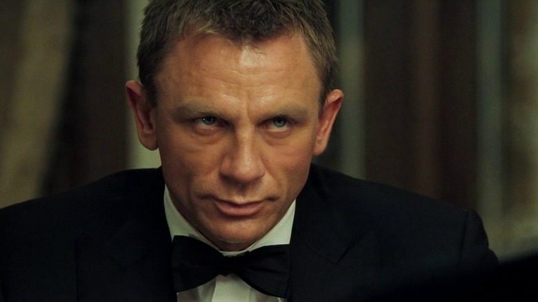 James Bond wearing a tux during a poker game in "Casino Royale"