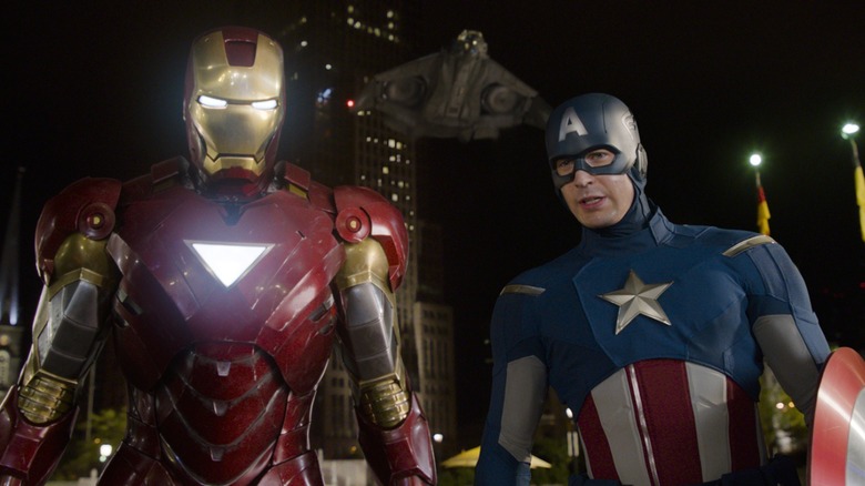 Iron Man and Captain America in The Avengers (2012)