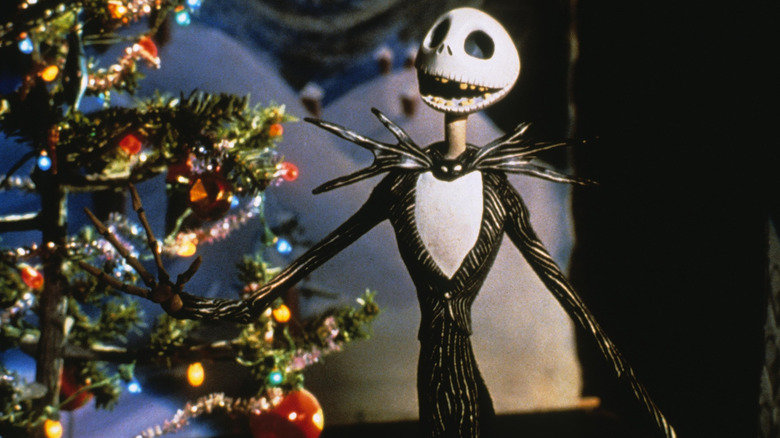Jack Skellington delights in his tree in "The Nightmare Before Christmas"