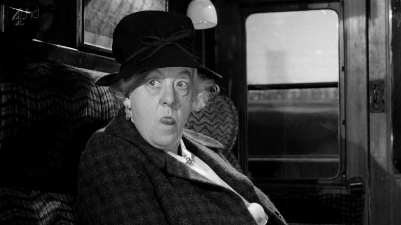 Marple sticking her tongue out in "Murder She Said."