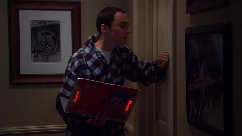 Sheldon knocking on Leonard's closed door in "The Big Bang Theory"