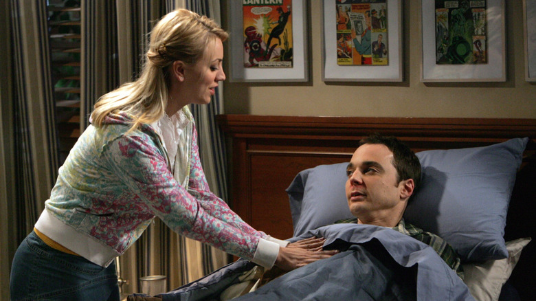 Penny nurses Sheldon through an illness in "The Big Bang Theory"