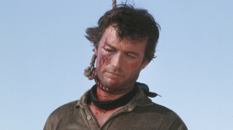 Jed Cooper hangs from a noose in "Hang 'Em High" (1968)