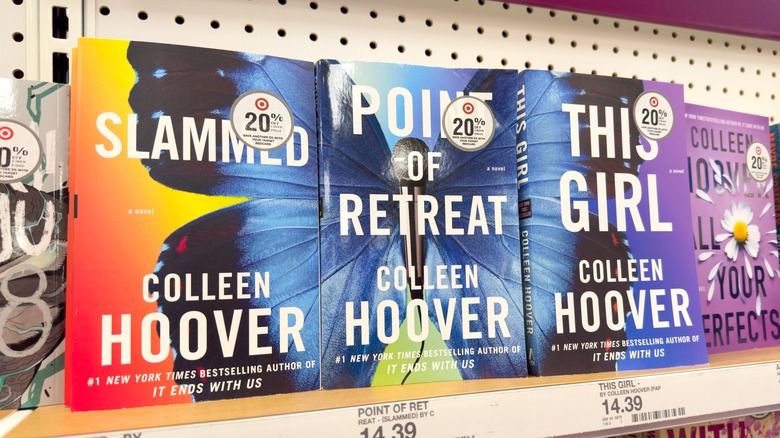 Colleen Hoover's "Slammed" trilogy sitting on shelves at Target.