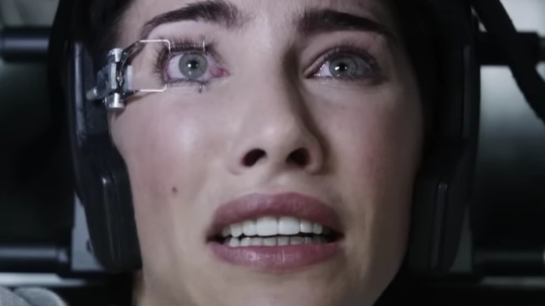 Olivia with a metal device holding her eyelids open in "Final Destination 5" (2011)