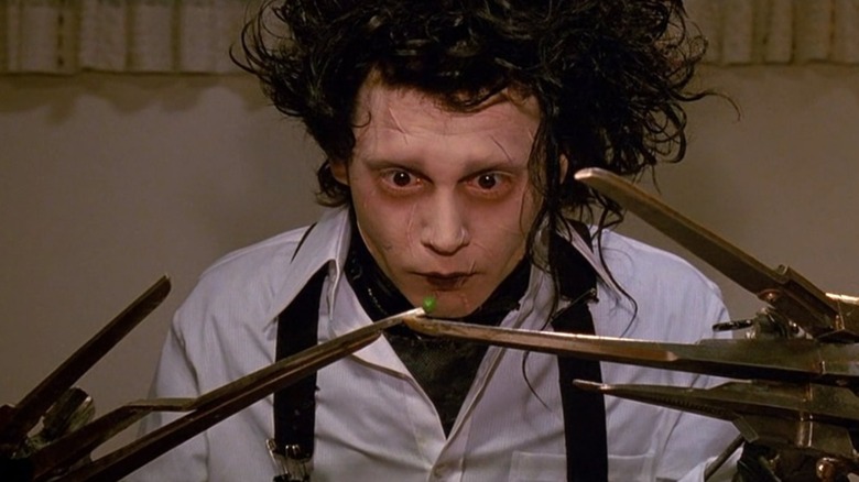 Edward eating a single pea in "Edward Scissorhands"