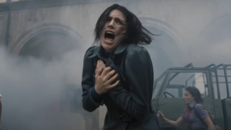 Sister Margaret screaming in a crowd in "The First Omen" (2024)
