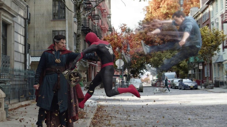 Doctor Strange knocking the soul out of Spider-Man in "Spider-Man: No Way Home" (2021)