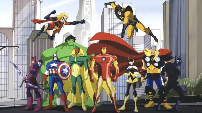The Avengers posing as a group on The Avengers: Earth's Mightiest Heroes