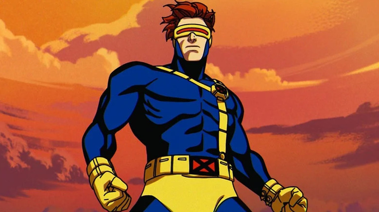 Cyclops standing tall against an orange sky on X-Men '97