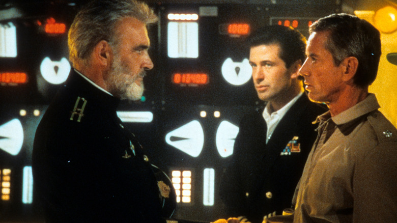Captain Markos Ramius greets Jack Ryan and Commander Bart Mancuso in The Hunt for Red October