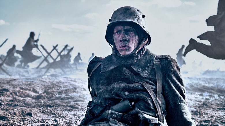 Paul processing the horrors of war in All Quiet on the Western Front (2022)
