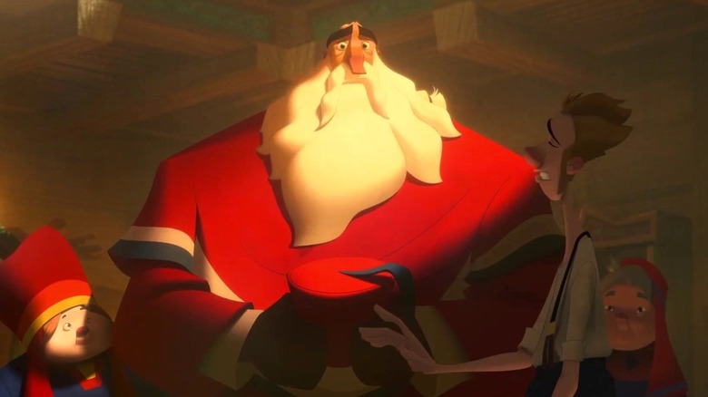 Jesper laying out plans with Klaus in Klaus (2019)