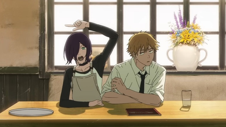 Reze and Denji sit in a cafe in "Chainsaw Man – The Movie: Reze Arc" (2025)