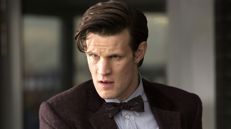 The Eleventh Doctor frowning in "Doctor Who"