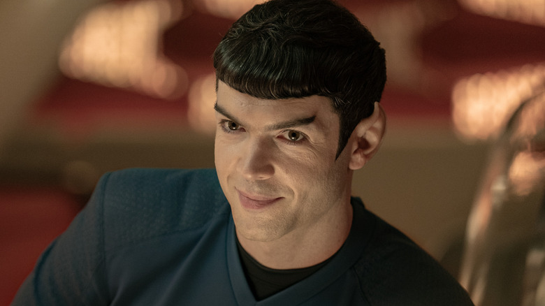 Spock smiling cheekily in "Star Trek: Strange New Worlds"