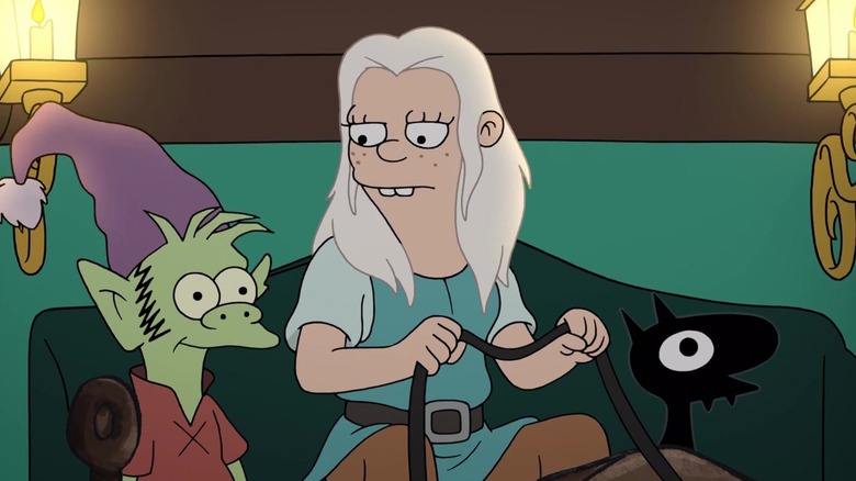Bean and her friend Elfo running away on "Disenchantment" (2018-2023)