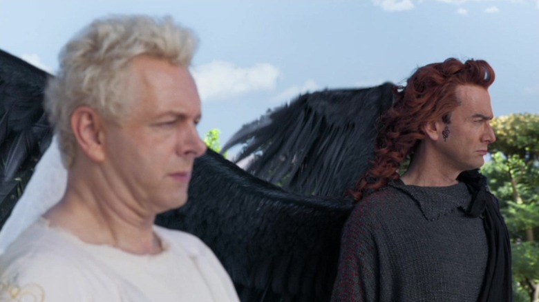 Aziraphale and Crowley watching Adam and Eve leave the garden in "Good Omens" (2019-present)