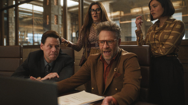 Sal Maya Matt and Quinn talking in a meeting on The Studio