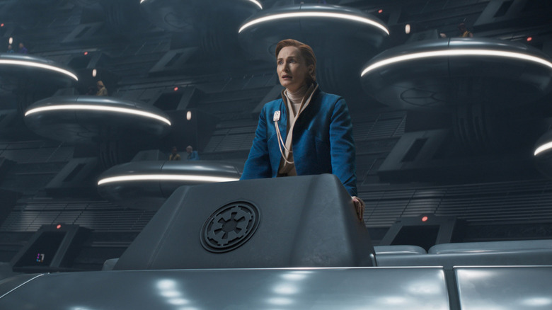 Mon Mothma delivering a speech in the Imperial Senate in Andor season 2 (2024)