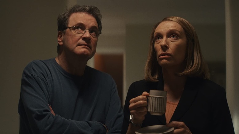Michael and Kathleen look up at the ceiling in The Staircase