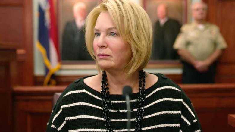 Pam Hupp stands in court looking confused in The Thing About Pam