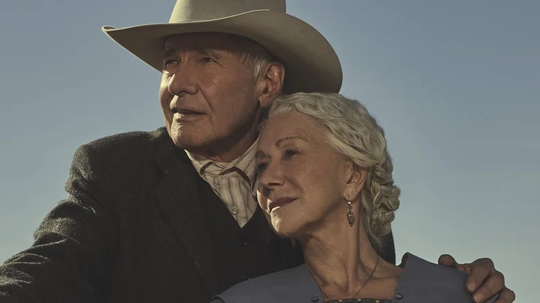 Jacob and Cara Dutton look into the sunset in 1923 (2022-2025)