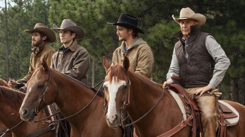 John Dutton and his three sons on horseback on Yellowstone (2018-2024)