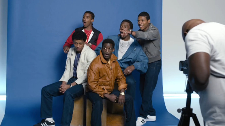 New Edition looking shocked in The New Edition Story