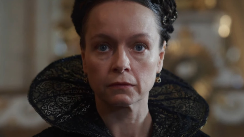 Catherine de Medici staring ahead in The Serpent Queen