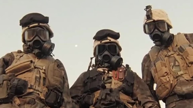 Members of the 1st Recon Bn wearing M40 gas masks in "Generation Kill"