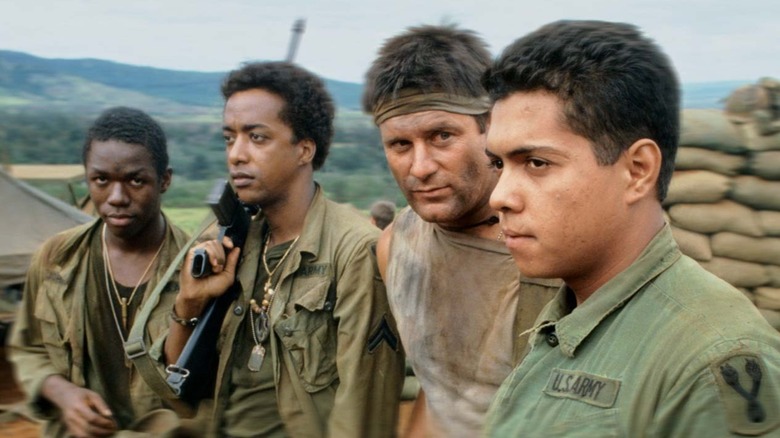 Soldiers from Bravo Company in Vietnam standing together in "Tour of Duty"