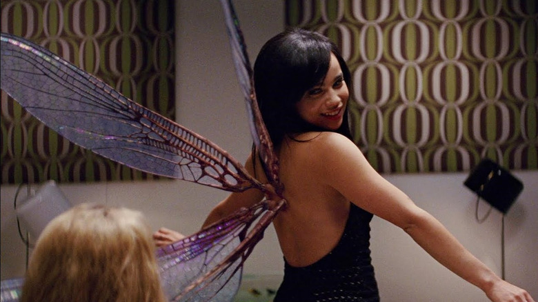 Angel Salvadore smiles and shows off her wings in "X-Men: First Class"