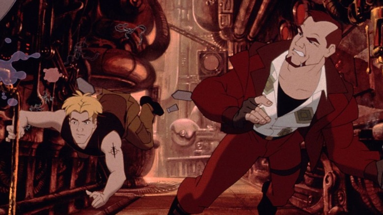 Cale and Joseph evading villains in Titan A.E. (2000)