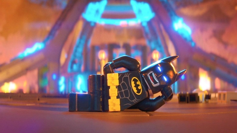Batman posing on the floor in The LEGO Batman Movie