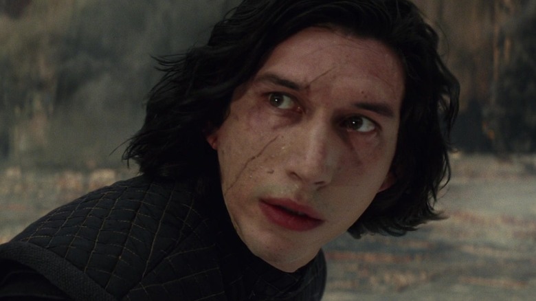 Kylo Ren looking over his shoulder in Star Wars: The Last Jedi