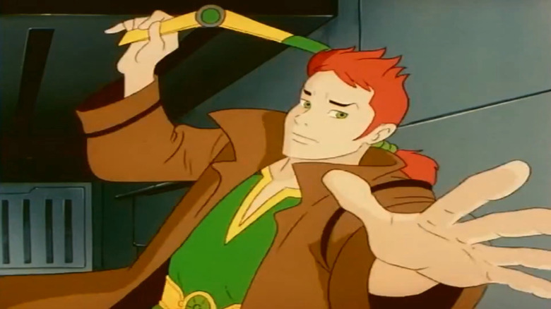 Quentin MacLeod holding a boomerang in Highlander: The Animated Series