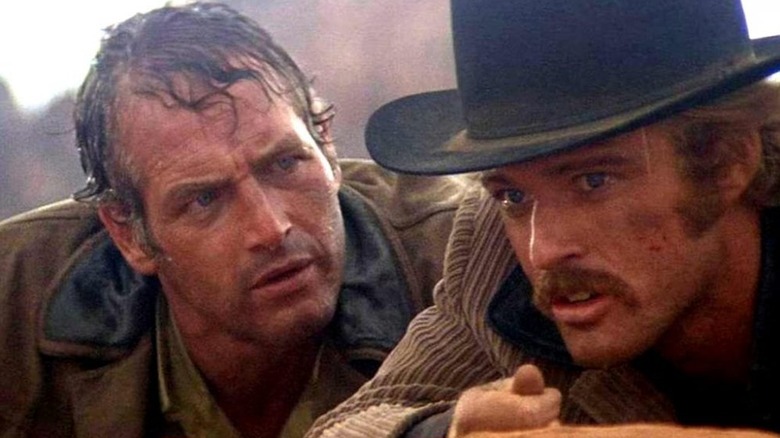 Butch Cassidy looks strangely at the Sundance Kid in Butch Cassidy and the Sundance Kid (1969)