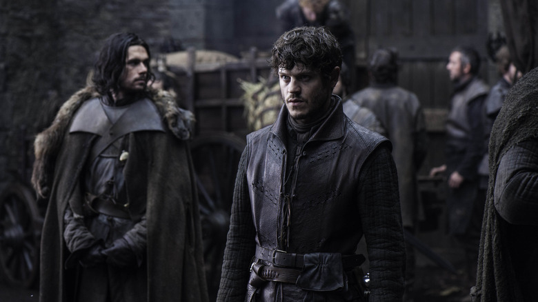 Ramsay Bolton standing in the yard at Winterfell in Game of Thrones