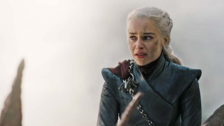 Daenerys riding a dragon in Game of Thrones