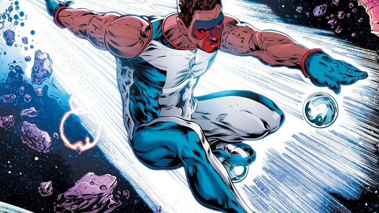 Mister Terrific (Edi Gathegi) engaging in combat with his mechanical orbs in "Superman"