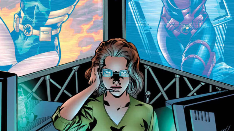 Barbara, as her hacker alter ego, Oracle, running communication for the Birds of Prey team