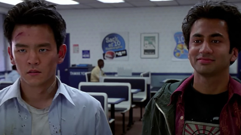 Harold and Kumar at White Castle counter