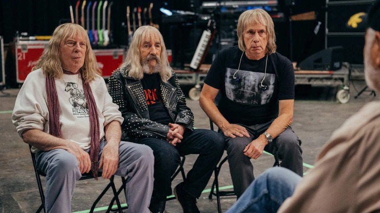 The Spinal Tap members getting interviewed in Spinal Tap II: The End Continues