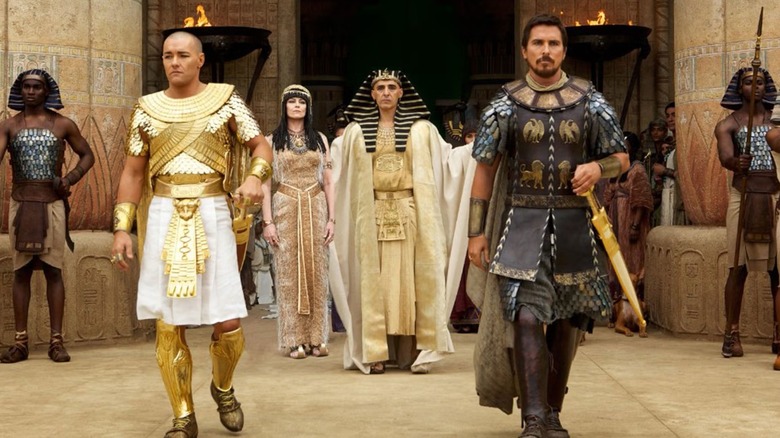 Ramses and Moses walking side-by-side in "Exodus: Gods and Kings" (2014)
