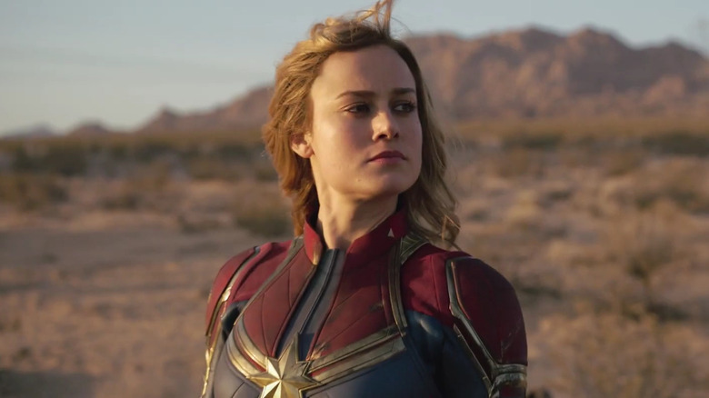 Captain Marvel looks out across a field in "Captain Marvel" (2019)