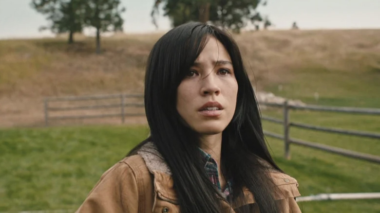 Monica Dutton looks on in shock on Yellowstone (2018-2024)