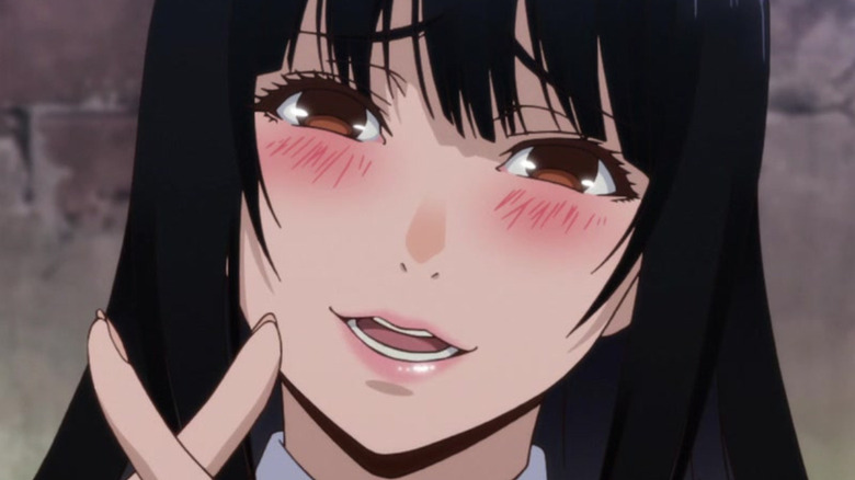 Yumeko crossing her fingers 