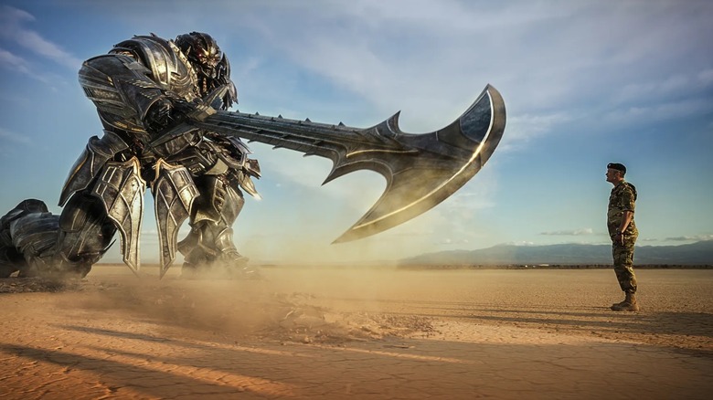 Megatron throwing down his axe in "Transformers: The Last Knight" (2017)